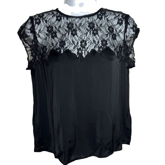 J. Crew Satin Lace Top Womens size XS Black Feminine Romantic blouse J.CREW NWT - Picture 13 of 13